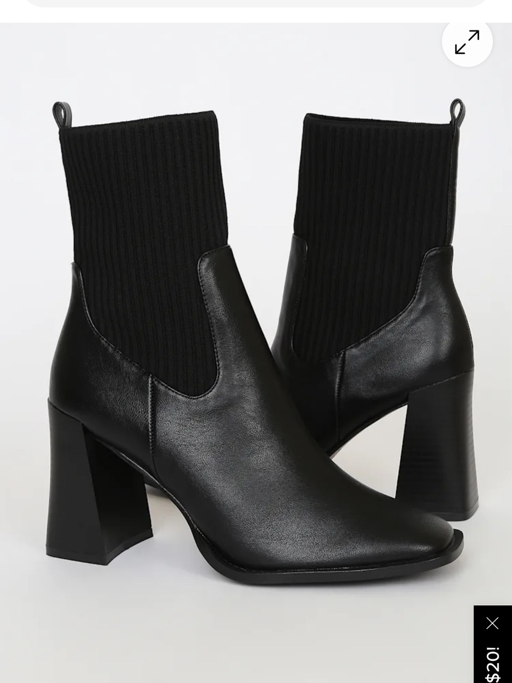 Naynee black square toe mid calf boots